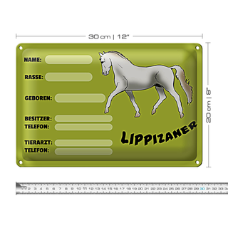 Blechschild Steckbrief Lippizaner 30x20cm Angaben Name Besitzer