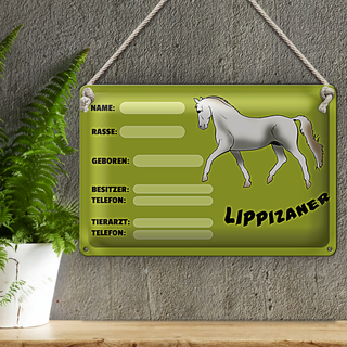 Blechschild Steckbrief Lippizaner 30x20cm Angaben Name Besitzer