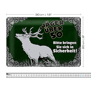 Blechschild Jäger 30x20cm über 50 bringen Sie sich in