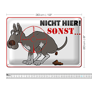 Blechschild Verbotsschild 30x20cm Hundehaufen nicht hier Sonst