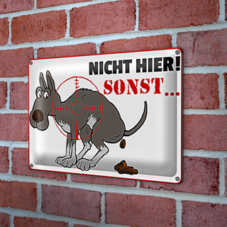 Blechschild Verbotsschild 30x20cm Hundehaufen nicht hier Sonst