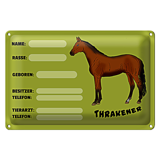 Blechschild Steckbrief Thrakener 30x20cm Name Besitzer Rasse