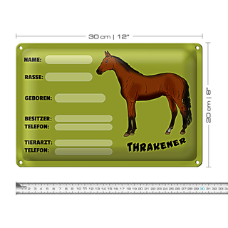 Blechschild Steckbrief Thrakener 30x20cm Name Besitzer Rasse
