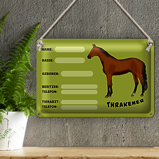 Blechschild Steckbrief Thrakener 30x20cm Name Besitzer Rasse