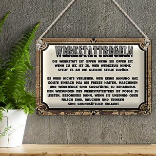Blechschild Spruch 30x20cm Werkstattregeln Werkstatt offen