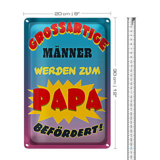 Blechschild Spruch 20x30cm grossartige Männer werden Papa