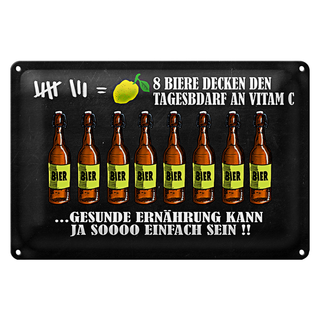 Blechschild 30x20cm 8 Biere Tagesbedarf Vitamin C