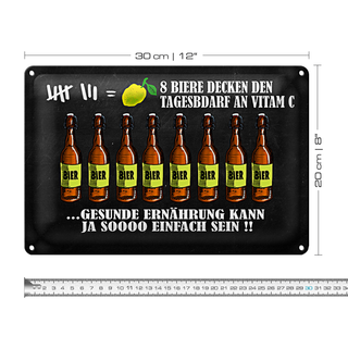 Blechschild 30x20cm 8 Biere Tagesbedarf Vitamin C