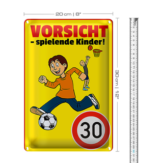 Blechschild Hinweis 20x30cm Vorsicht spielende Kinder 30Kmh