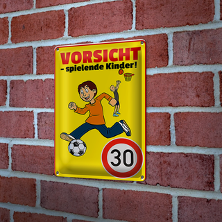 Blechschild Hinweis 20x30cm Vorsicht spielende Kinder 30Kmh