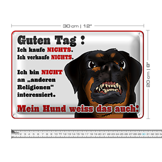 Blechschild Spruch 30x20cm mein Hund weiss ich kaufe nichts