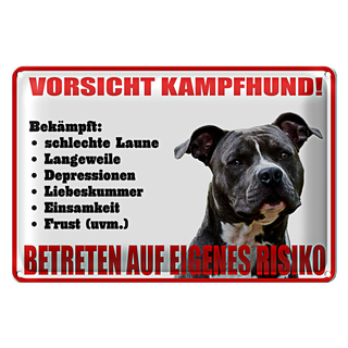Blechschild Vorsicht Kampfhund 30x20cm betreten eigenes Risiko