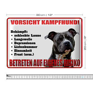 Blechschild Vorsicht Kampfhund 30x20cm betreten eigenes Risiko
