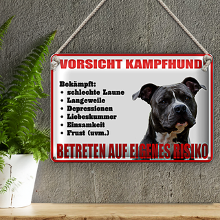 Blechschild Vorsicht Kampfhund 30x20cm betreten eigenes Risiko