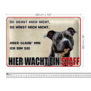 Blechschild Warnschild 30x20cm Hund Hier wacht ein Staff
