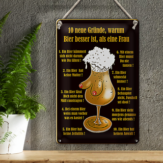 Blechschild 20x30cm 10 Gründe Bier besser als Frau