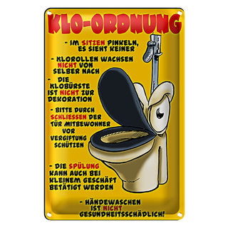 Blechschild Hinweis 20x30cm Klo Ordnung im sitzen pinkeln