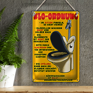 Blechschild Hinweis 20x30cm Klo Ordnung im sitzen pinkeln