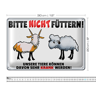 Blechschild bitte nicht füttern 30x20cm Tiere werden krank