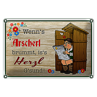Blechschild Spruch 30x20cm wenn&#039;s Arscherl brummt