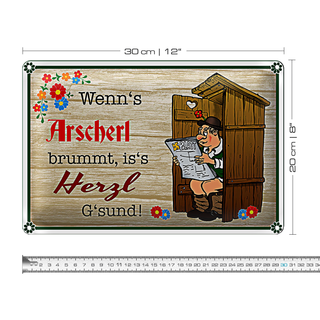 Blechschild Spruch 30x20cm wenn&#039;s Arscherl brummt