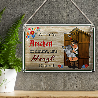 Blechschild Spruch 30x20cm wenn's Arscherl brummt