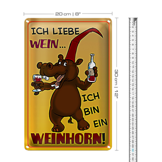 Blechschild 20x30cm liebe Wein bin ein Weinhorn