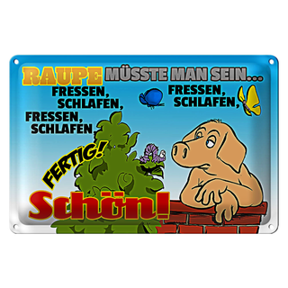 Blechschild Spruch 30x20cm Raupe müsste man sein fressen