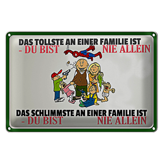 Blechschild Spruch 30x20cm Familie du bist nie allein