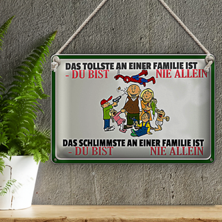 Blechschild Spruch 30x20cm Familie du bist nie allein