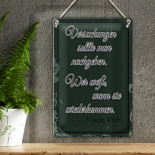 Blechschild Spruch 20x30cm Versuchungen soll man nachgeben