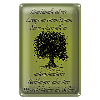 Blechschild Spruch 20x30cm Familie ist wie Zweige an Baum