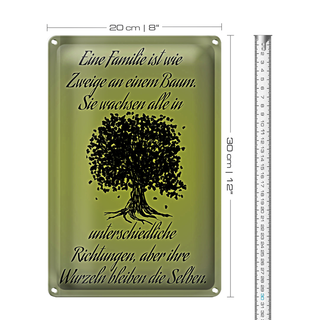 Blechschild Spruch 20x30cm Familie ist wie Zweige an Baum
