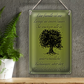Blechschild Spruch 20x30cm Familie ist wie Zweige an Baum