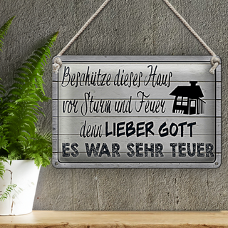 Blechschild Spruch 30x20cm beschütze dieses Haus vor Sturm