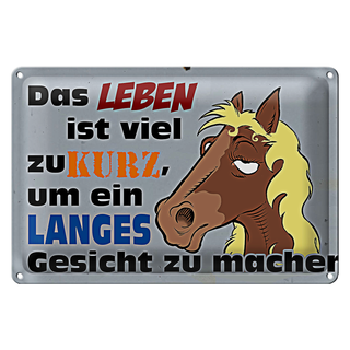 Blechschild Spruch 30x20cm das Leben ist zu kurz um Pferd