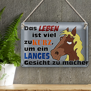Blechschild Spruch 30x20cm das Leben ist zu kurz um Pferd
