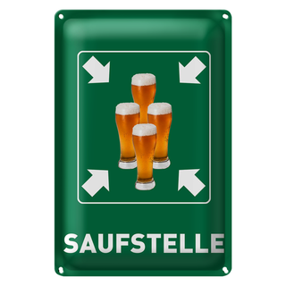 Blechschild 20x30cm Saufstelle Biergläser Bier