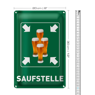 Blechschild 20x30cm Saufstelle Biergläser Bier