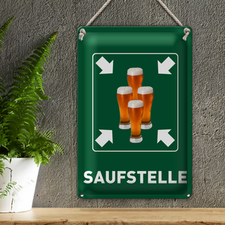 Blechschild 20x30cm Saufstelle Biergläser Bier