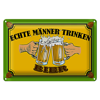 Blechschild 30x20cm echte Männer trinken Bier
