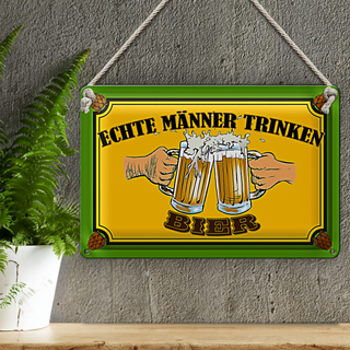 Blechschild 30x20cm echte Männer trinken Bier