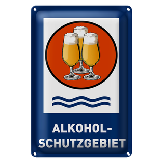 Blechschild Bier 20x30cm Alkoholschutzgebiet Biergläser