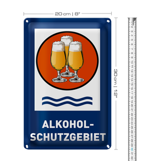 Blechschild Bier 20x30cm Alkoholschutzgebiet Biergläser
