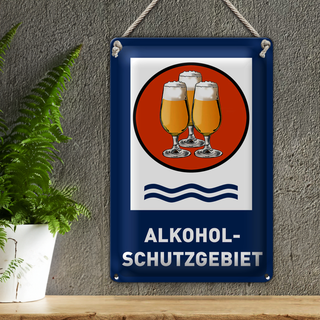 Blechschild Bier 20x30cm Alkoholschutzgebiet Biergläser