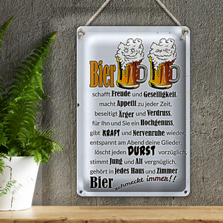 Blechschild 20x30cm Bier schmeckt immer Freude