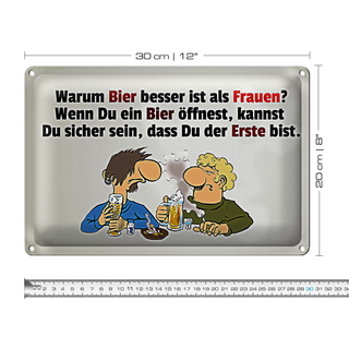 Blechschild Spruch 30x20cm Warum Bier besser ist als Frauen