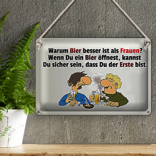 Blechschild Spruch 30x20cm Warum Bier besser ist als Frauen