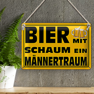 Blechschild Spruch 30x20cm Bier mit Schaum ein Männertraum