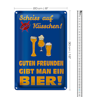 Blechschild Spruch 20x30cm Scheiß auf Küsschen gib ein Bier